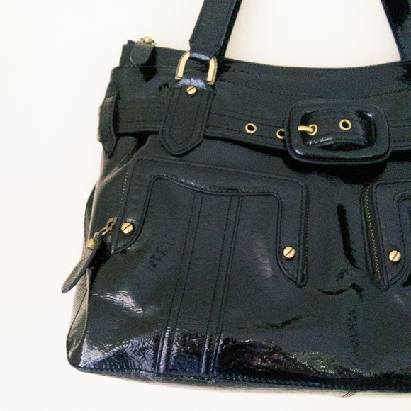 *SOLD* COLE HAAN Chic Black Patent Leather Large Shoulder Bag - Picture 2 of 13